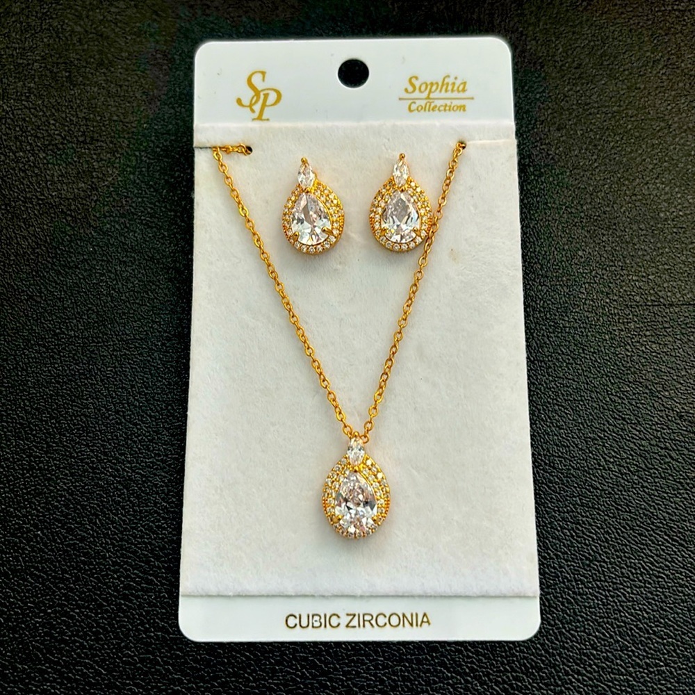 Beautiful cubic zirconia brand new necklace and earring set